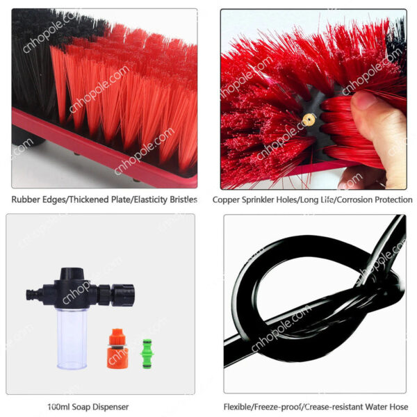 20ft Water Fed Pole Brush with Squeegee Kit