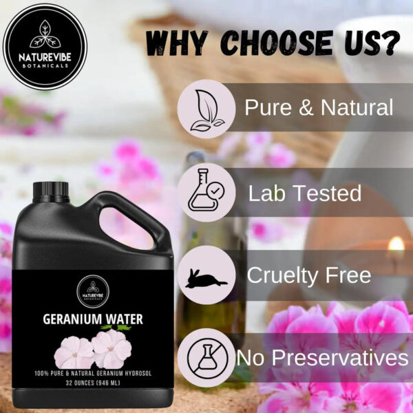 Naturevibe Botanicals Geranium Water: 100% Pure and Natural Skin & Hair Care Solution